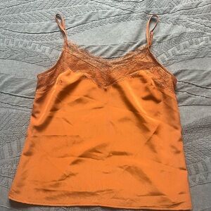 Orange Lace Trim Cami Top